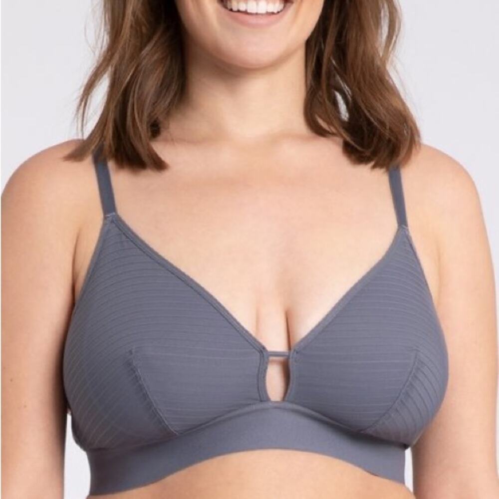 Lively Smoke Gray The Busty Striped Mesh Bralette Bra Size 2